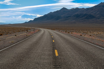 Road through the desert near Scotty's Junction, Nevada, USA