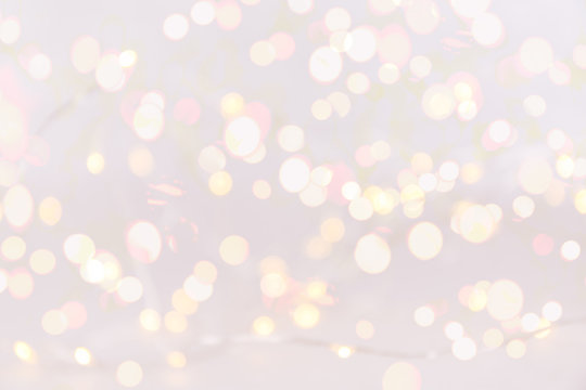 White background with bokeh lights. Holiday Christmas and New Year background