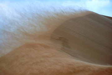 Sandstorm in desert. Sandstorm in the dunes.