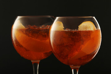Two glasses with aperol spritz cocktail	