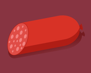 Smoked sausage. Isolated fresh meat icons. Vector illustration.