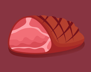 Baked glazed ham. Isolated fresh meat icons. Vector illustration.