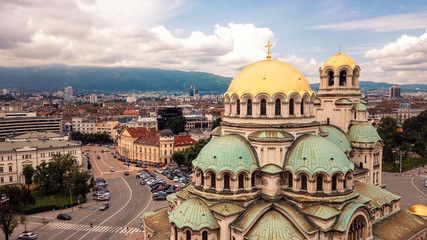 Panoramic View of the St. Alexander Nevsky Cathedral, Sofia, Bulgaria - obrazy, fototapety, plakaty