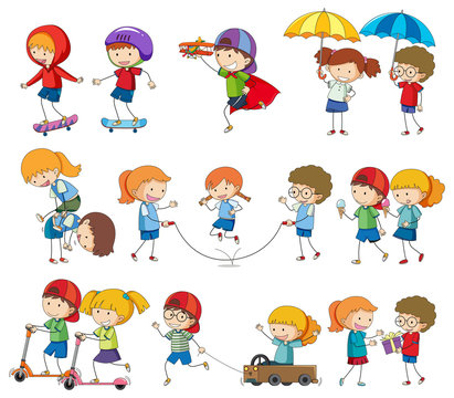 Set of kids character activity