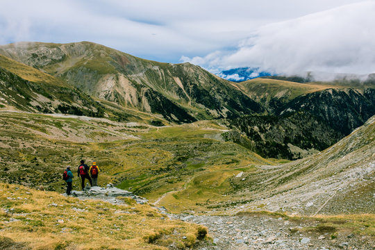 Hiking on a cloudy day in the mountains. (Peak of Bastiments)