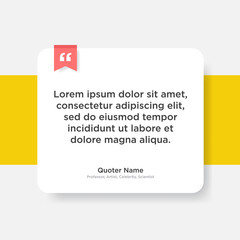 Vector quote template with text placeholder in trendy style. Paper material design style rectangular card with line frame.