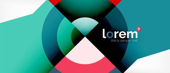 Geometric colorful shapes composition abstract background. Minimal dynamic design