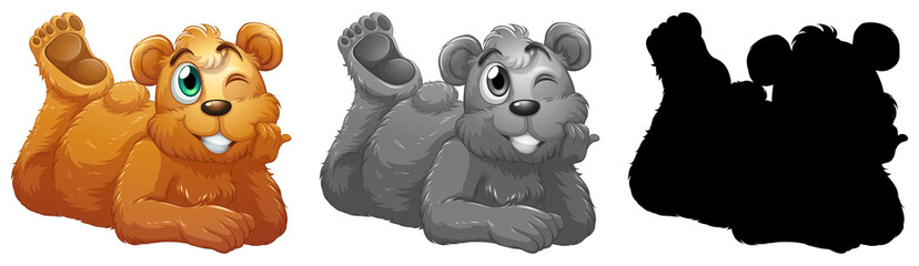 Set of bear character