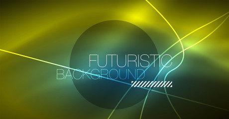 Neon glowing magic background, neon banner, night sky wallpaper. Magic light effect. Christmas abstract pattern.