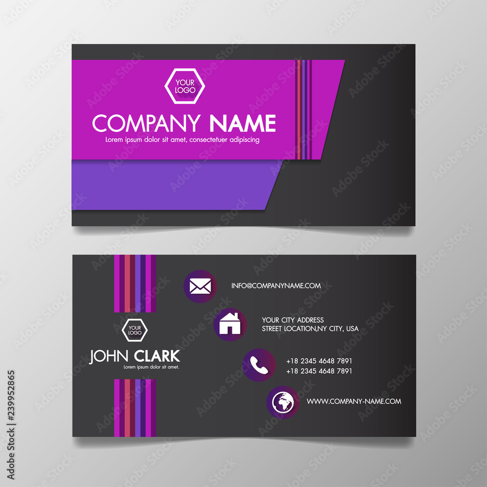 Poster modern colorful business card template presentation design with company name and logo.vector illustr