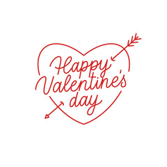 Happy Valentines Day Hand Drawing Vector Lettering design.