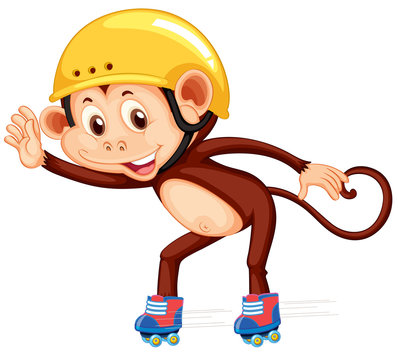 Monkey playig roller skate