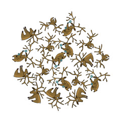 New Year's Christmas deer are placed in a circle shape. Beautiful Christmas card. Vector file.