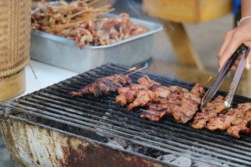 Roasted pork on a charcoal stove.No.2