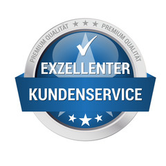 blaues Gütesiegel für exzellenten Kundenservice