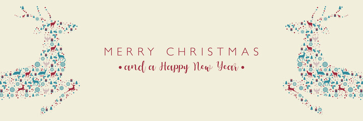 Banner Merry Christmas Rentier aus weihnachtlichen Elementen