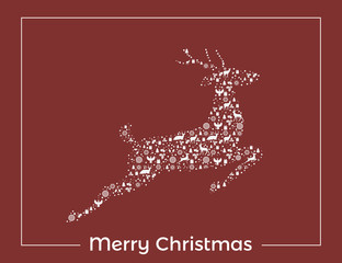 Fototapeta premium Christmas greeting card jumping reindeer vector