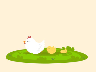 chicken family on grass