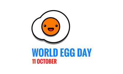 World Egg Day 11 October with Cute Fried Smiley Face Vector Illustration