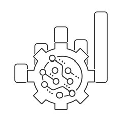Электронная операция значок. Белый фон, тонкая линия.