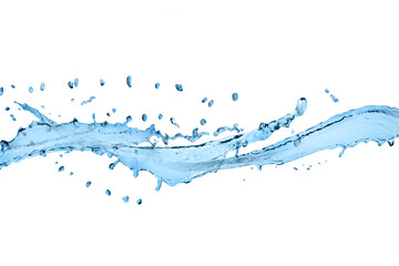 Blue water splash isolated on white background 