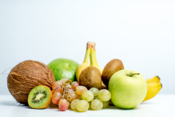 Creative layout made of fruits on a white background