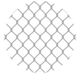 Rabitz. Progressive protective mesh of thick chrome wire that cannot be eroded. Modern round background.