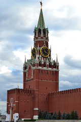 Obraz premium Spasskaya Tower of the Moscow Kremlin, clock, chimes, Red Square