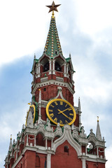 Spasskaya Tower of the Moscow Kremlin, clock, chimes, Red Square