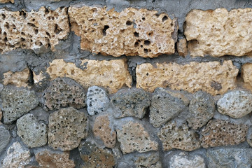Limestone walls. Natural stone. Background and Texture.
