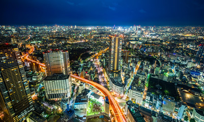 Fototapeta na wymiar city skyline night view in bunkyo, Tokyo, Japan