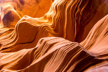Textured Rock and Detailed Natural Lines of Lower Antelope Canyon - Slot Canyon in Arizona, USA