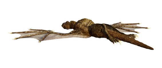 3D Rendering Fairy Tale Dragon on White