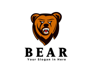 Head bear roaring logo design inspiration