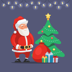 Santa Claus with Christmas tree