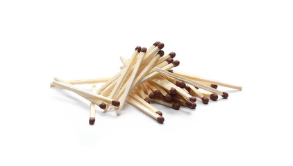 Pile of matches isolated on white background