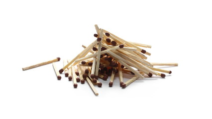 Pile of matches isolated on white background