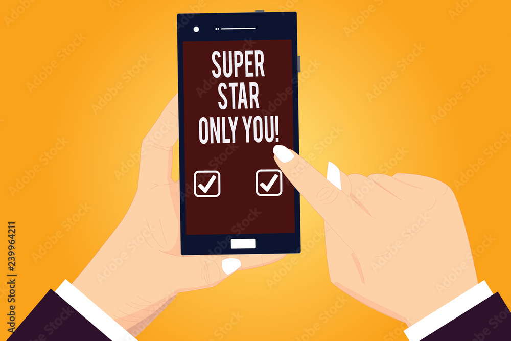 Poster word writing text super star only you. business concept for different unique the most brilliant demo