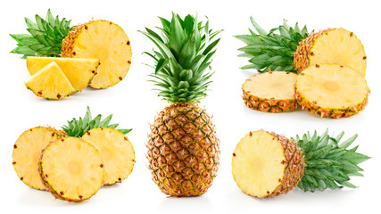 pineapple isolated on white - obrazy, fototapety, plakaty