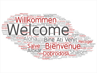 Vector concept or conceptual abstract welcome or greeting international word cloud in different languages or multilingual. Collage of world, foreign, worldwide travel, translate, vacation tourism text