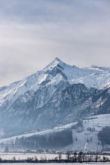 Fototapeta na wymiar Snowy Kitzsteinhorn in winter, ski lift, Austria