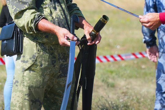 Cavalry sword in the hands of soldier