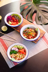 Healthy lunch bowl. Asian food