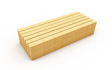 Wood boards. Lath boards isolated on white background 3d render