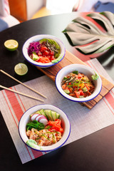 Healthy lunch bowl. Asian food