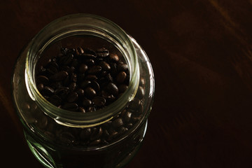 coffee beans in Glass Jar