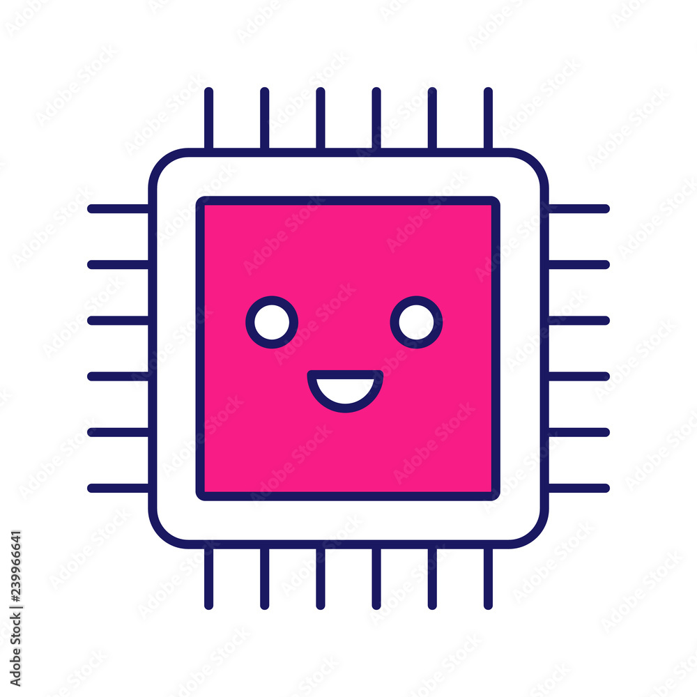 Poster smiling processor color icon