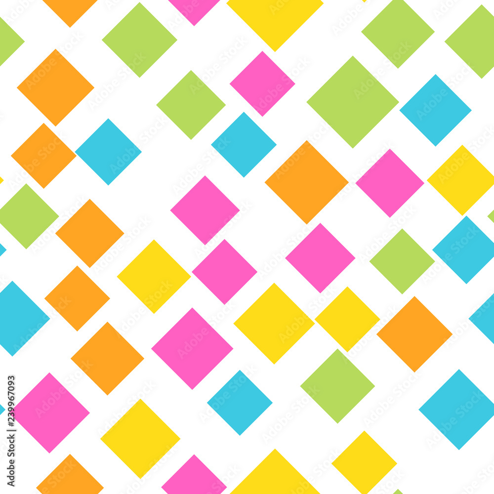 Poster seamless abstract geometric pattern of squares in random order. funny, happy and children theme. sim