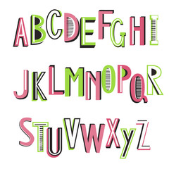 Vector Latin striped alphabet