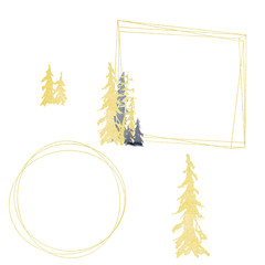 Watercolor set. Happy New Year congratulation greeting card. Frame for logo with deer